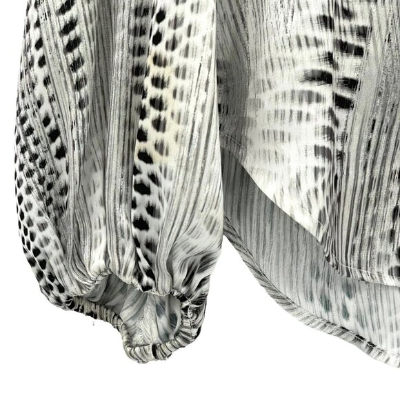 L’Agence x Intermix Blouse Long Sleeve Silky V-Neck Mixed Print Black Ivory | 0 - Picture 5 of 10